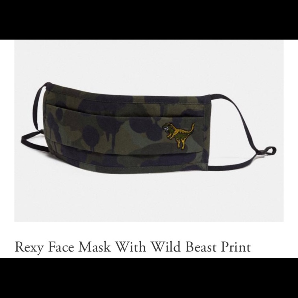 NWT Coach Rexy Face Mask With Wild Beast Print